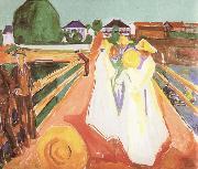 Edvard Munch Girl on the bridge painting
